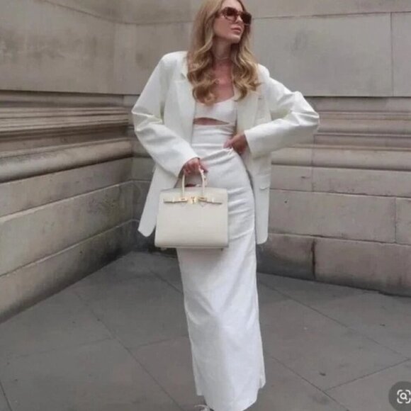 ZARA CUT-OUT bust Lace up Back Linen Blend Midi SIZE L DRESS 7385/220 - Picture 1 of 7